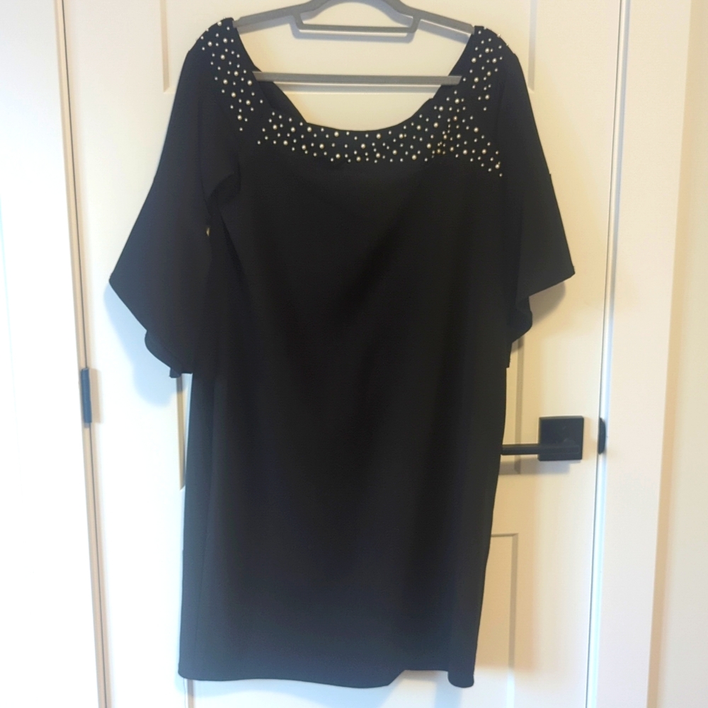 Size 14 Black dress with pearl neckline